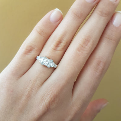 0.76CTW ANTIQUE OLD EUROPEAN 5 DIAMOND STYLE ANNIVERSARY RING - SinCityFinds Jewelry