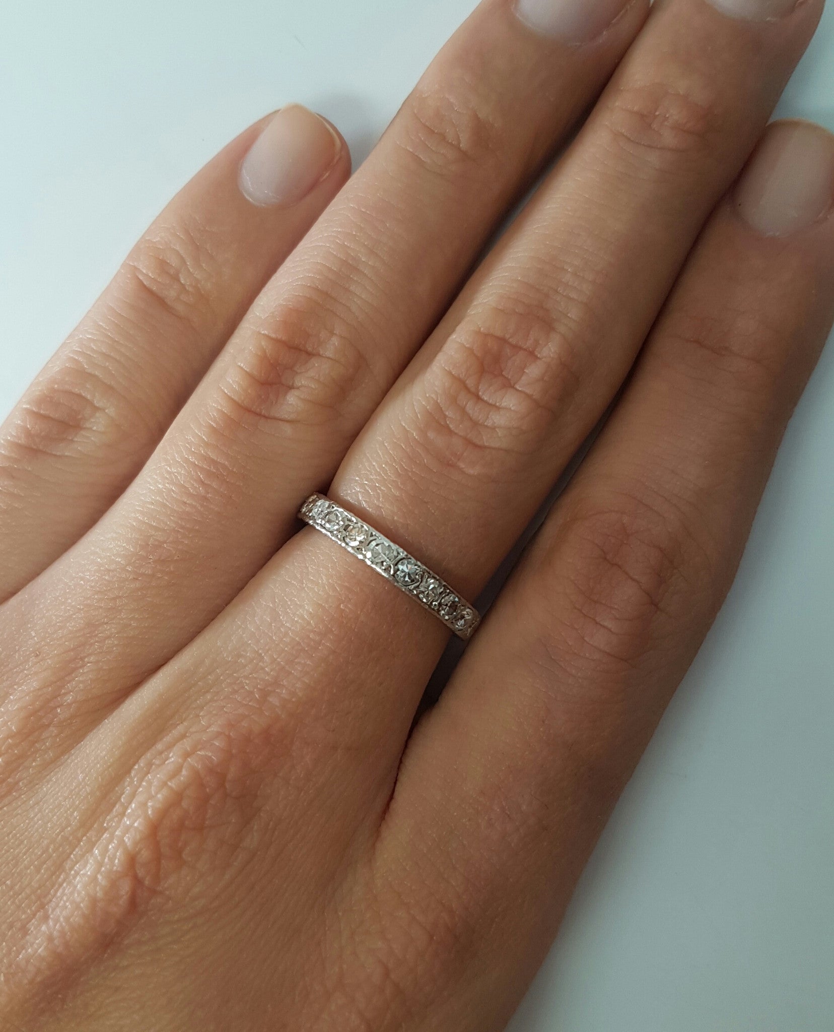 0.69CTW DECO DIAMOND ETERNITY BAND IN PLATINUM - SinCityFinds Jewelry
