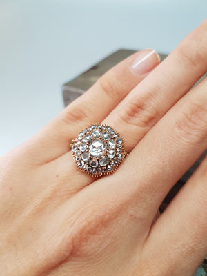 ROSE CUT DIAMOND CLUSTER RING - SinCityFinds Jewelry