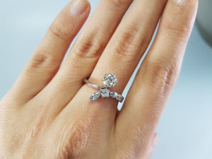 0.81CTW  FRENCH TRANSITIONAL CUT DIAMOND RING IN WHITE GOLD - SinCityFinds Jewelry