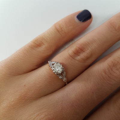 0.62CTW VINTAGE OLD EUROPEAN CUT DIAMOND RING - SinCityFinds Jewelry