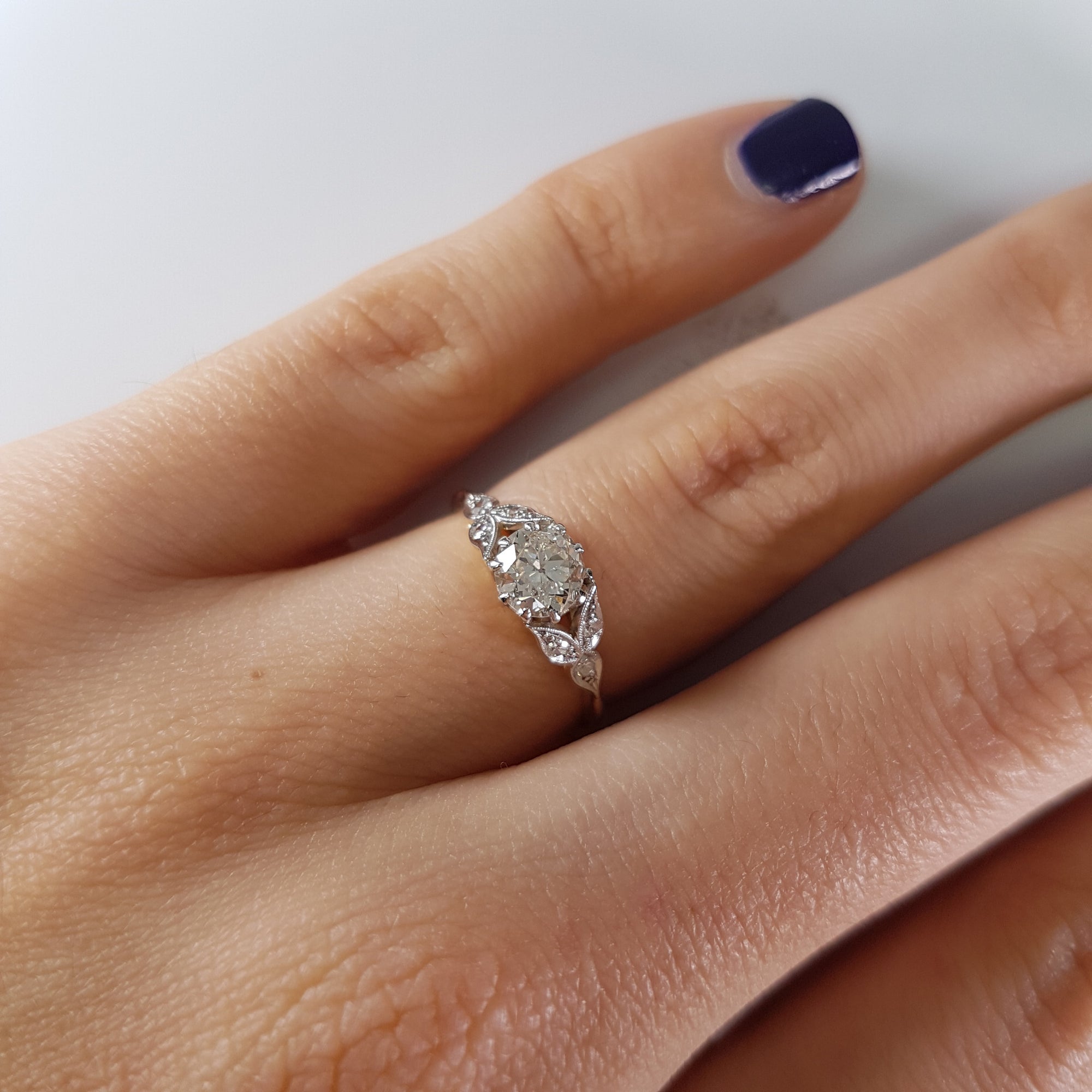 0.62CTW VINTAGE OLD EUROPEAN CUT DIAMOND RING - SinCityFinds Jewelry