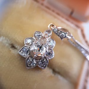 ANTIQUE PEAR CUT DIAMOND PENDANT IN SILVER AND GOLD - SinCityFinds Jewelry