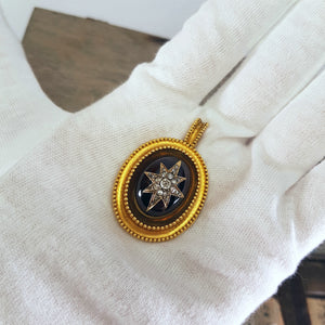 ANTIQUE 18K GOLD DIAMOND AND GARNET MEMORIAL LOCKET - SinCityFinds Jewelry