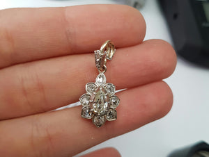 ANTIQUE PEAR CUT DIAMOND PENDANT IN SILVER AND GOLD - SinCityFinds Jewelry