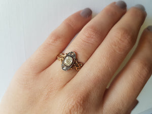 ANTIQUE  OLD MINE OVAL CUT  AND ROSE CUT DIAMOND RING - SinCityFinds Jewelry