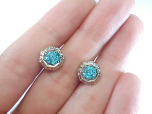 1.50CTW VINTAGE BLUE ZIRCON STUD EARRINGS - SinCityFinds Jewelry