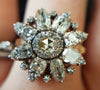 ANTIQUE MIXED CUTS DIAMOND DAISY STYLE RING - SinCityFinds Jewelry