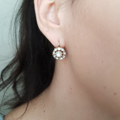 2CTW ANTIQUE ROSE CUT DIAMOND CLUSTER EARRINGS - SinCityFinds Jewelry