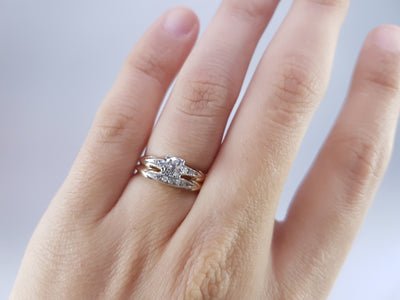 0.30CTW VINTAGE DIAMOND WEDDING SET SIGNED BLUEBIRD - SinCityFinds Jewelry