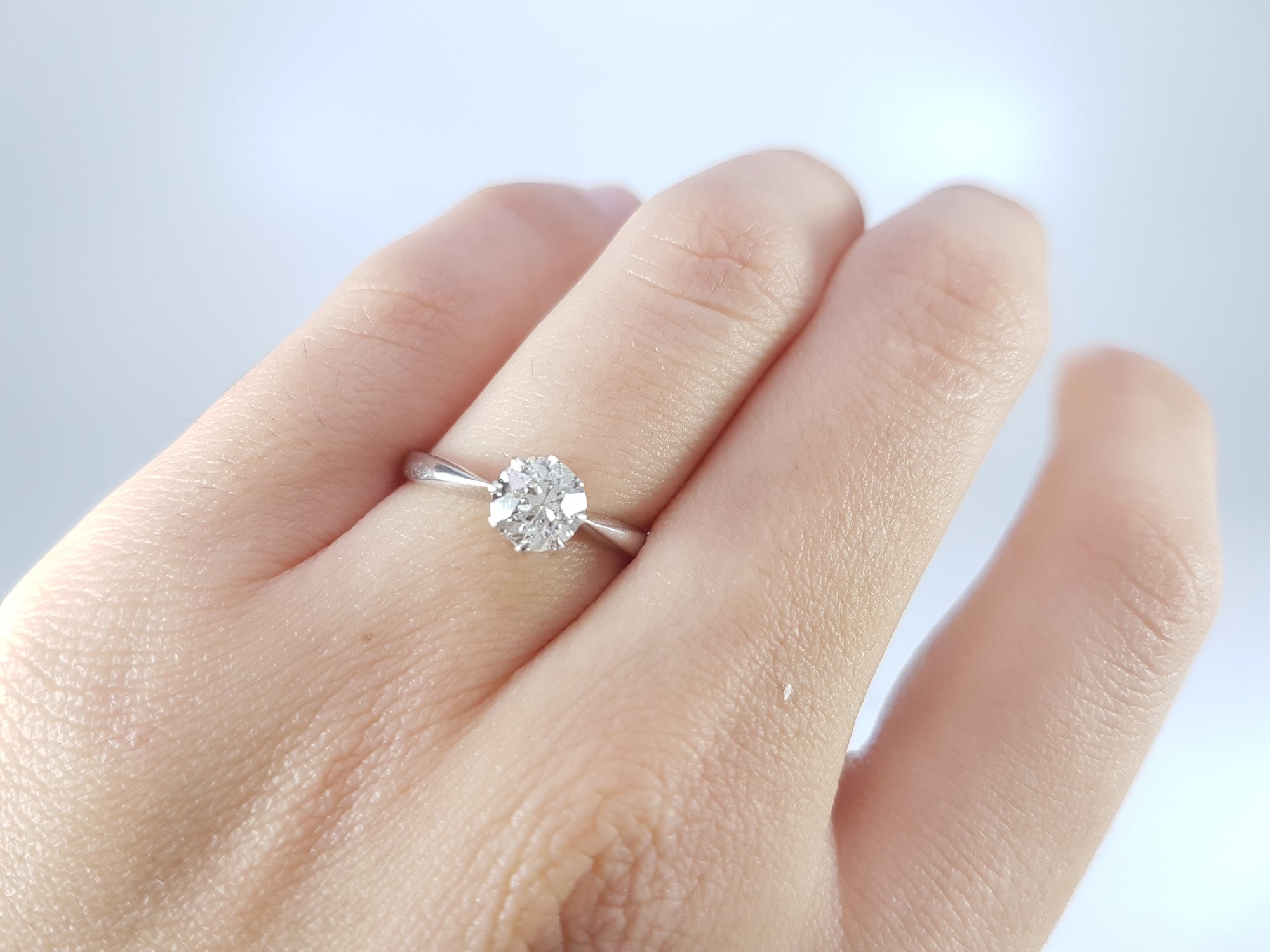 0.78CT OLD EUROPEAN CUT DIAMOND SOLITAIRE IN WHITE GOLD - SinCityFinds Jewelry