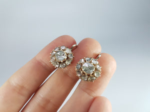 2CTW ANTIQUE ROSE CUT DIAMOND CLUSTER EARRINGS - SinCityFinds Jewelry