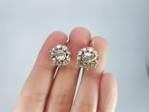 2CTW ANTIQUE ROSE CUT DIAMOND CLUSTER EARRINGS - SinCityFinds Jewelry