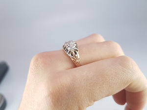 VICTORIAN OLD CUT DIAMOND  BOAT RING IN 15K GOLD - SinCityFinds Jewelry