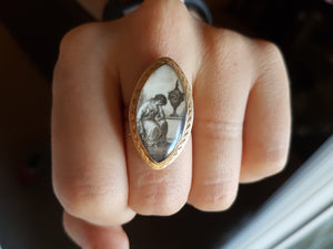 GEORGIAN MINIATURE PAINTING RING 1782 - SinCityFinds Jewelry