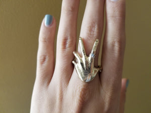 HEAVY VINTAGE FIGURAL HAND  RING - SinCityFinds Jewelry