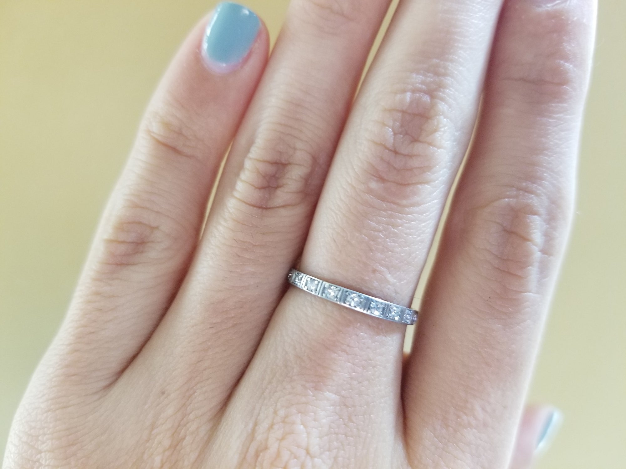 ART DECO PLATINUM HALF ETERNITY BAND - SinCityFinds Jewelry