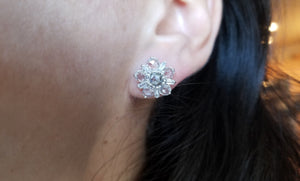 SALE! ROSE CUT AND BAGUETTE DIAMOND CLUSTER EARRINGS - SinCityFinds Jewelry