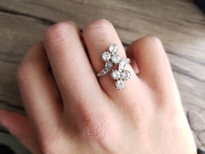 1.25CTW PLATINUM OVER GOLD ANTIQUE TOI ET MOI DIAMOND RING - SinCityFinds Jewelry