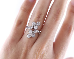 1.25CTW PLATINUM OVER GOLD ANTIQUE TOI ET MOI DIAMOND RING - SinCityFinds Jewelry