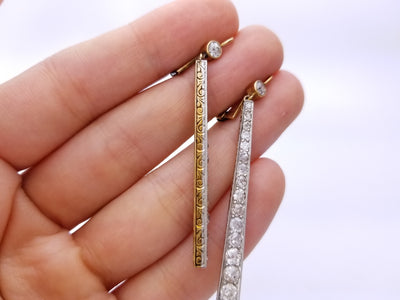 3CTW+ LONG EARRINGS WITH OLD CUT DIAMONDS - SinCityFinds Jewelry