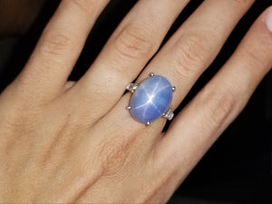 21CT STAR SAPPHIRE RING IN PLATINUM - SinCityFinds Jewelry