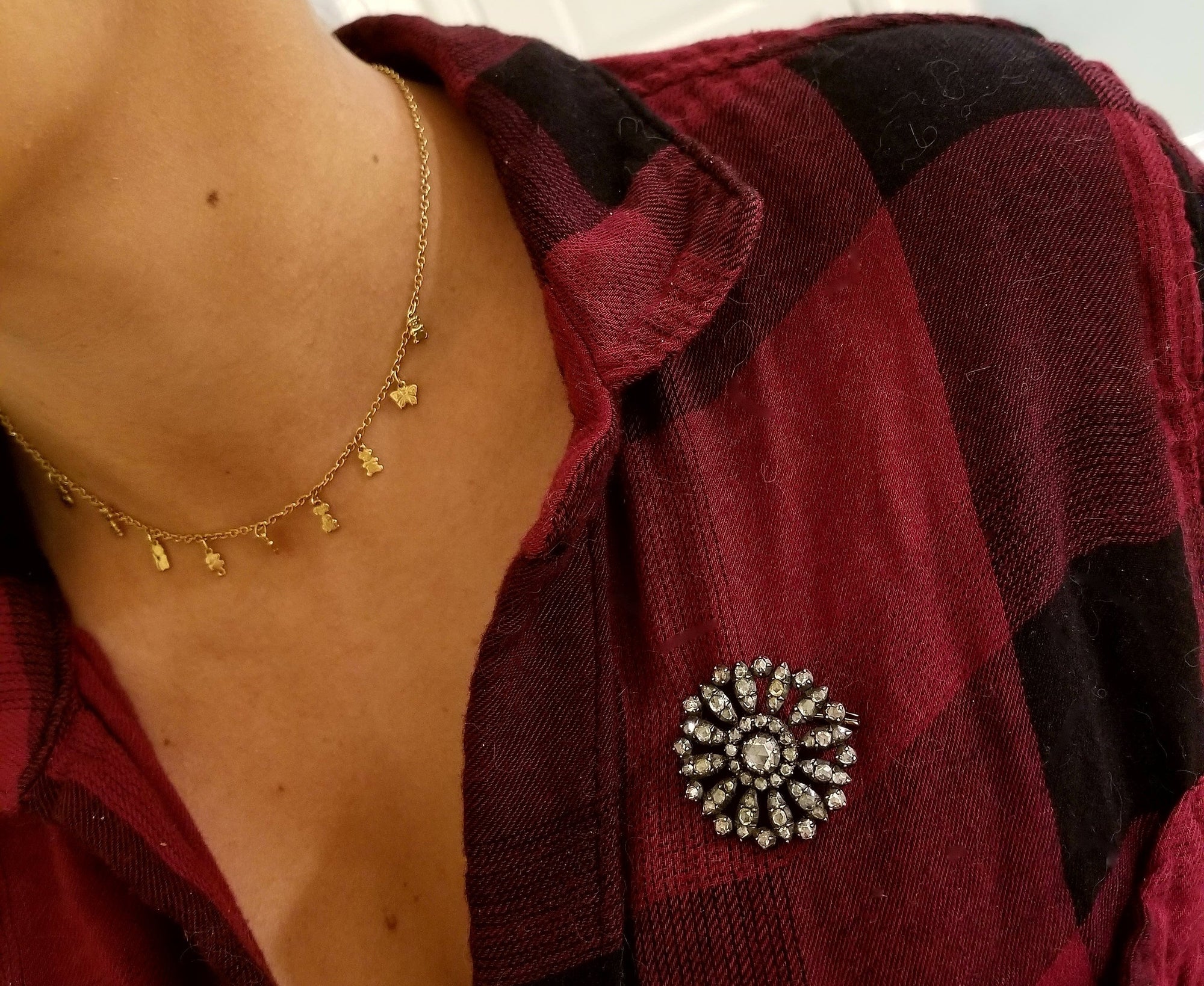 ROSE CUT DIAMOND BROOCH - SinCityFinds Jewelry