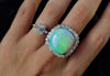 CUSHION CUT OPAL AND DIAMOND RING - SinCityFinds Jewelry