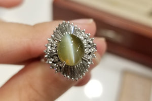 CATS EYE CHRYSOBERYL BALLERINA RING - SinCityFinds Jewelry