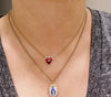 ANTIQUE ENAMELED HEART PENDANT NECKLACE - SinCityFinds Jewelry