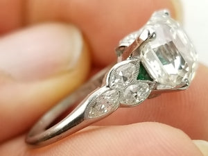 3.78CT VINTAGE ASSCHER CUT DIAMOND ART DECO ENGAGEMENT RING - SinCityFinds Jewelry