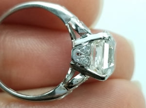 3.78CT VINTAGE ASSCHER CUT DIAMOND ART DECO ENGAGEMENT RING - SinCityFinds Jewelry