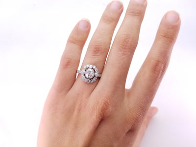 1.75CTW OLD MINE CUT DIAMOND HALO RING - SinCityFinds Jewelry
