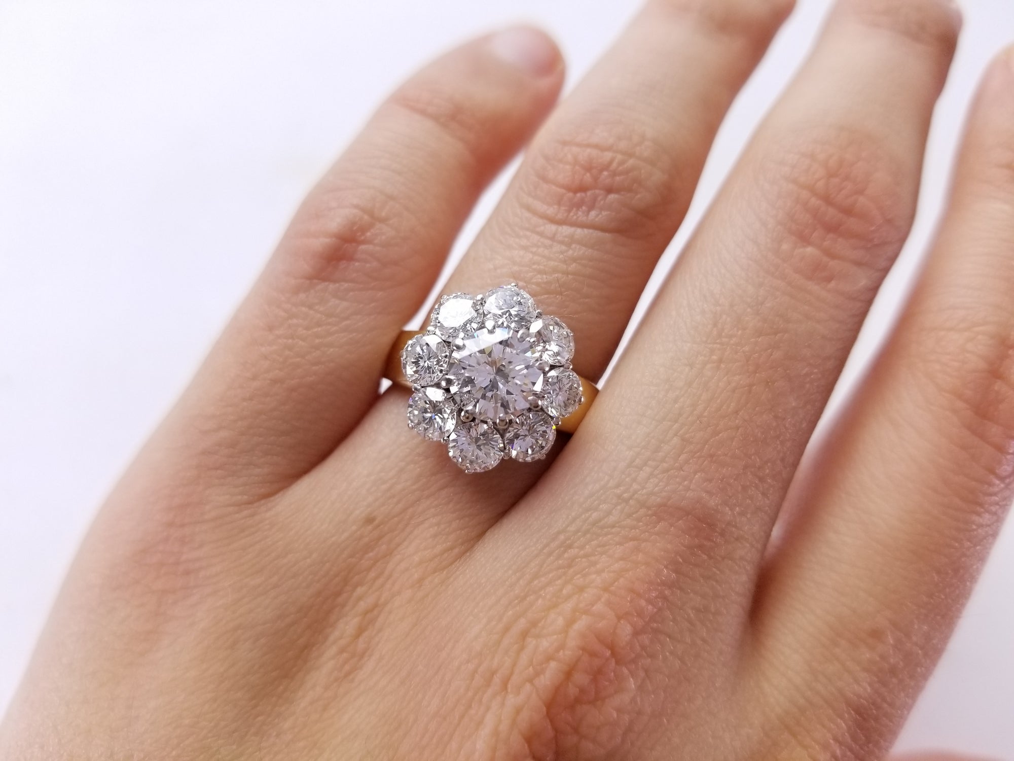 3.44CTW DIAMOND HALO RING - SinCityFinds Jewelry