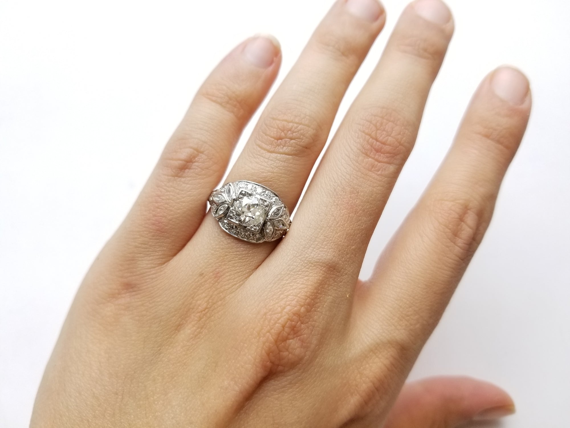 1.71CTW  OLD EUROPEAN AND MARQUIS CUT RING - SinCityFinds Jewelry