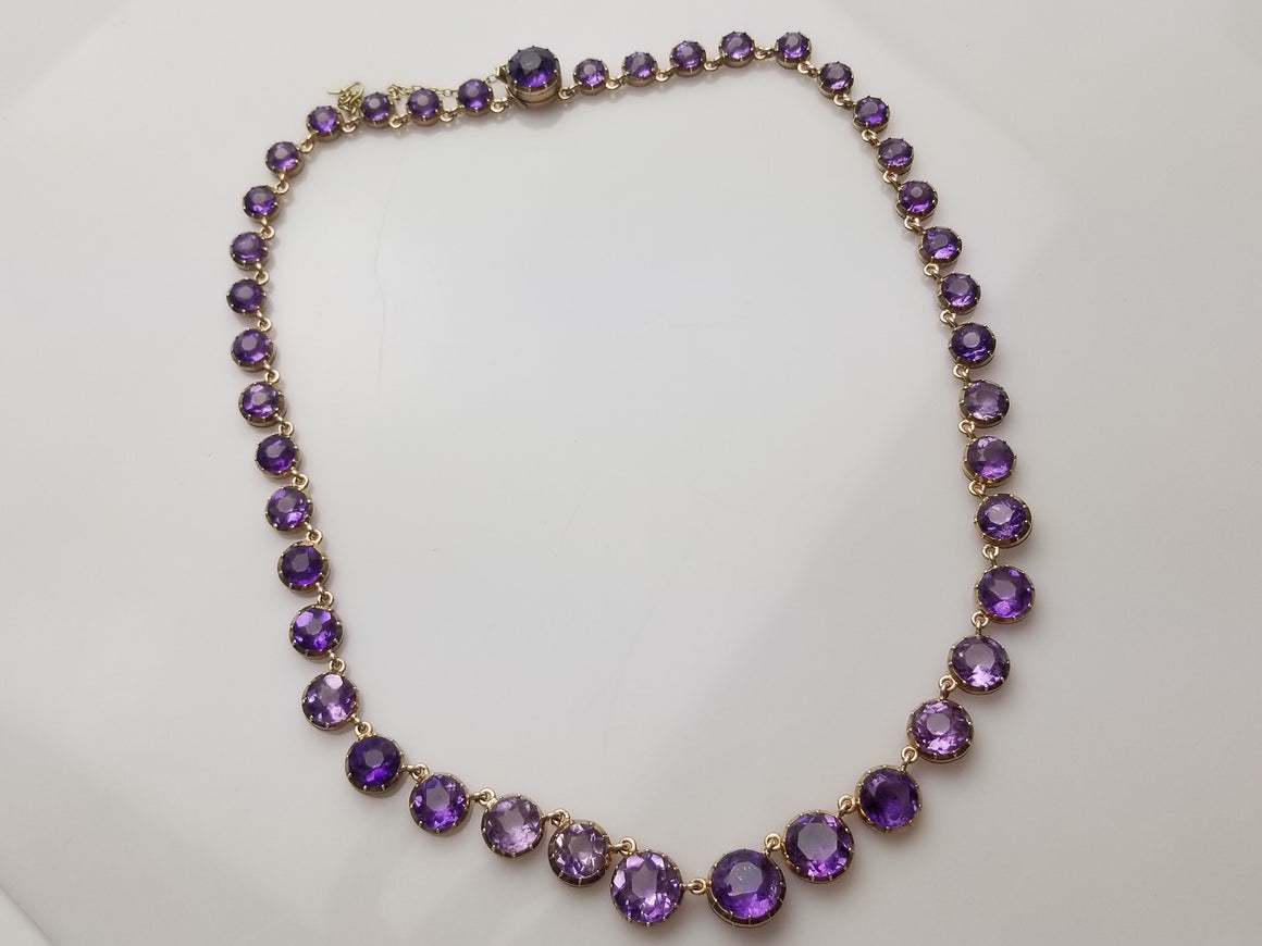 VINTAGE GOLD AND AMETHYST RIVIERE NECKLACE