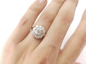 1.95CTW OLD MINE CUT DIAMOND HALO RING