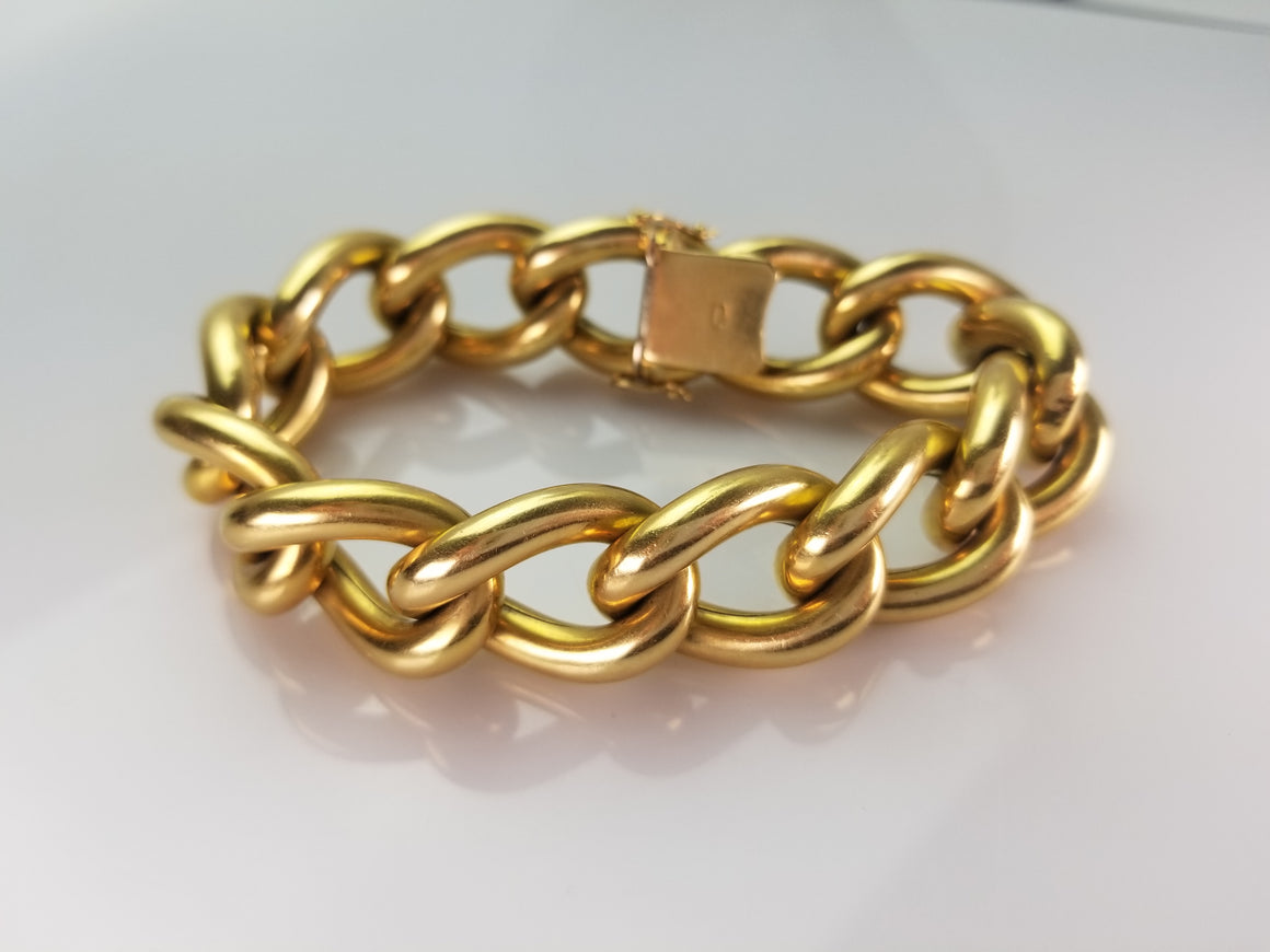 LARGE 18k GOLD CURB LINK BRACELET