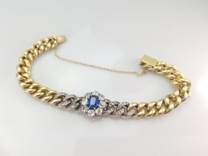 SAPPHIRE AND DIAMOND ANTIQUE CURB LINK BRACELET