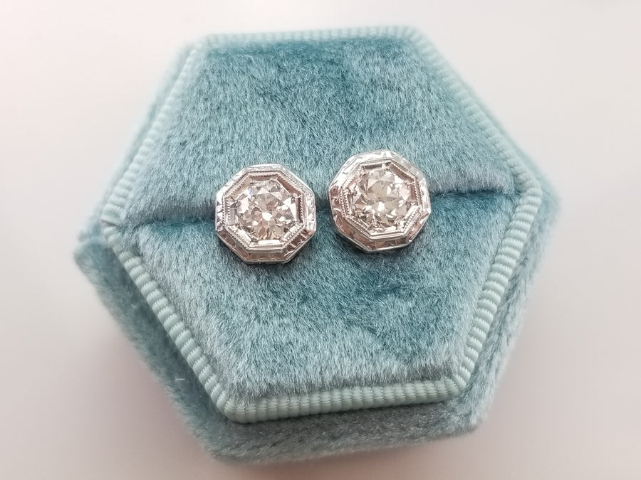 1.30CTW OEC DIAMOND STUDS GEOMETRIC MOUNTS