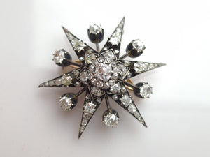 5.5CTW ANTIQUE DIAMOND STAR BROOCH PENDANT