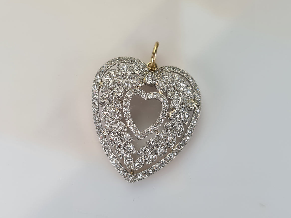 BELLE EPOQUE FRENCH DIAMOND HEART PENDANT