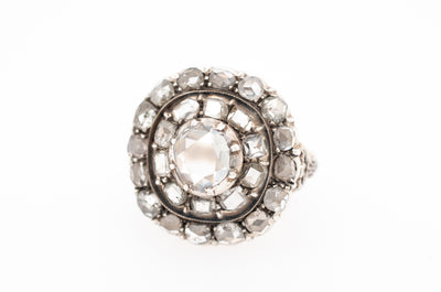 ANTIQUE ROSE CUT AND TABLE CUT DIAMOND CLUSTER RING - SinCityFinds Jewelry