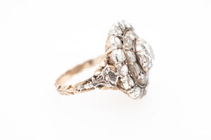 ANTIQUE ROSE CUT AND TABLE CUT DIAMOND CLUSTER RING - SinCityFinds Jewelry