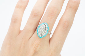 OLD CUT MARQUISE AND TURQUOISE RING - SinCityFinds Jewelry