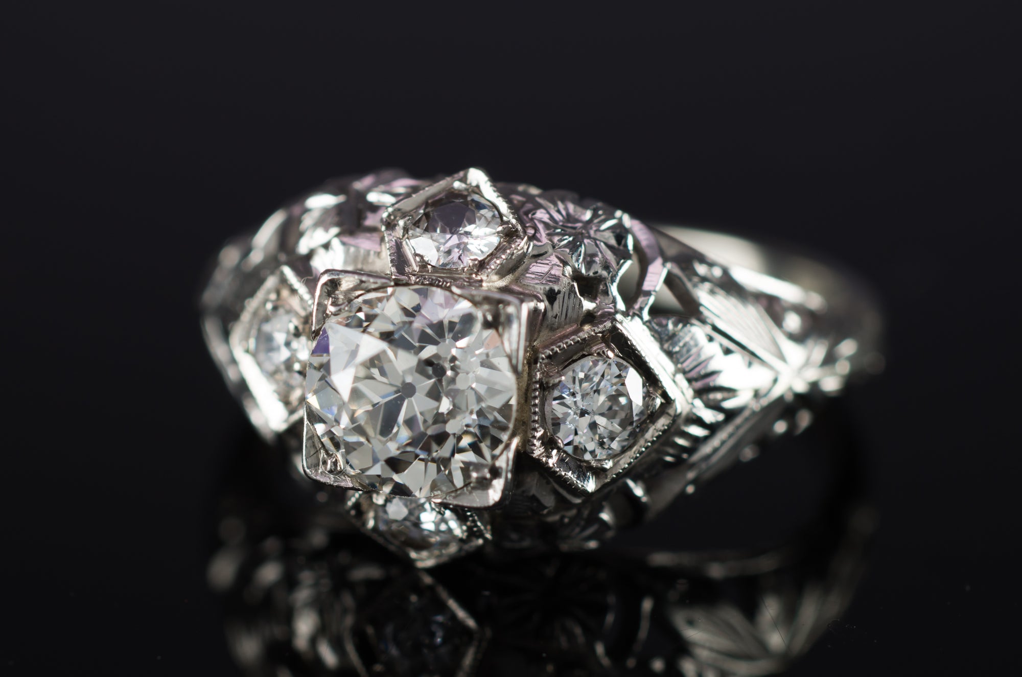 ART DECO OLD EUROPEAN CUT DIAMOND RING - SinCityFinds Jewelry