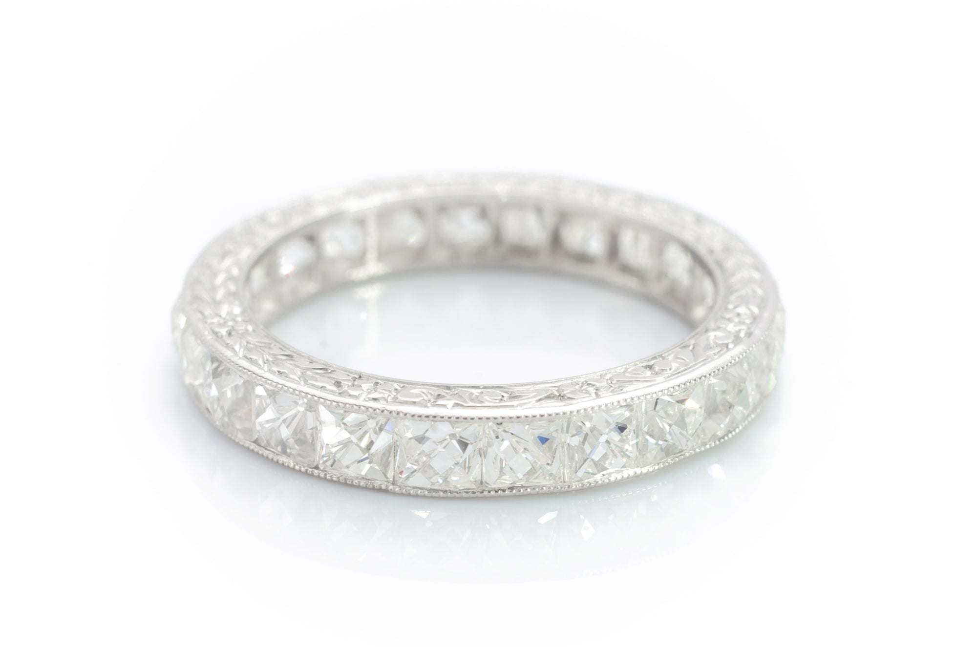 3.9CTW FRENCH CUT ETERNITY BAND IN PLATINUM - SinCityFinds Jewelry
