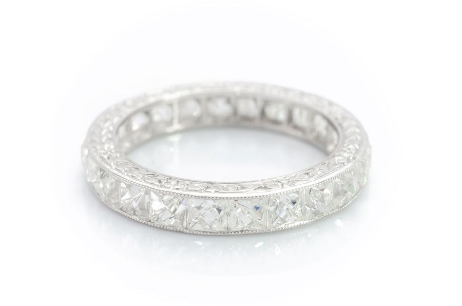 3.9CTW FRENCH CUT ETERNITY BAND IN PLATINUM - SinCityFinds Jewelry