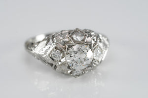 ART DECO OLD EUROPEAN CUT DIAMOND RING - SinCityFinds Jewelry