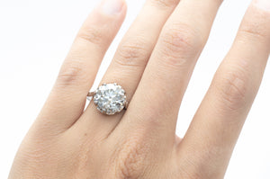 VINTAGE PLATNUM MOUNTING WITH 10.5MM OEC MOISSANITE - SinCityFinds Jewelry